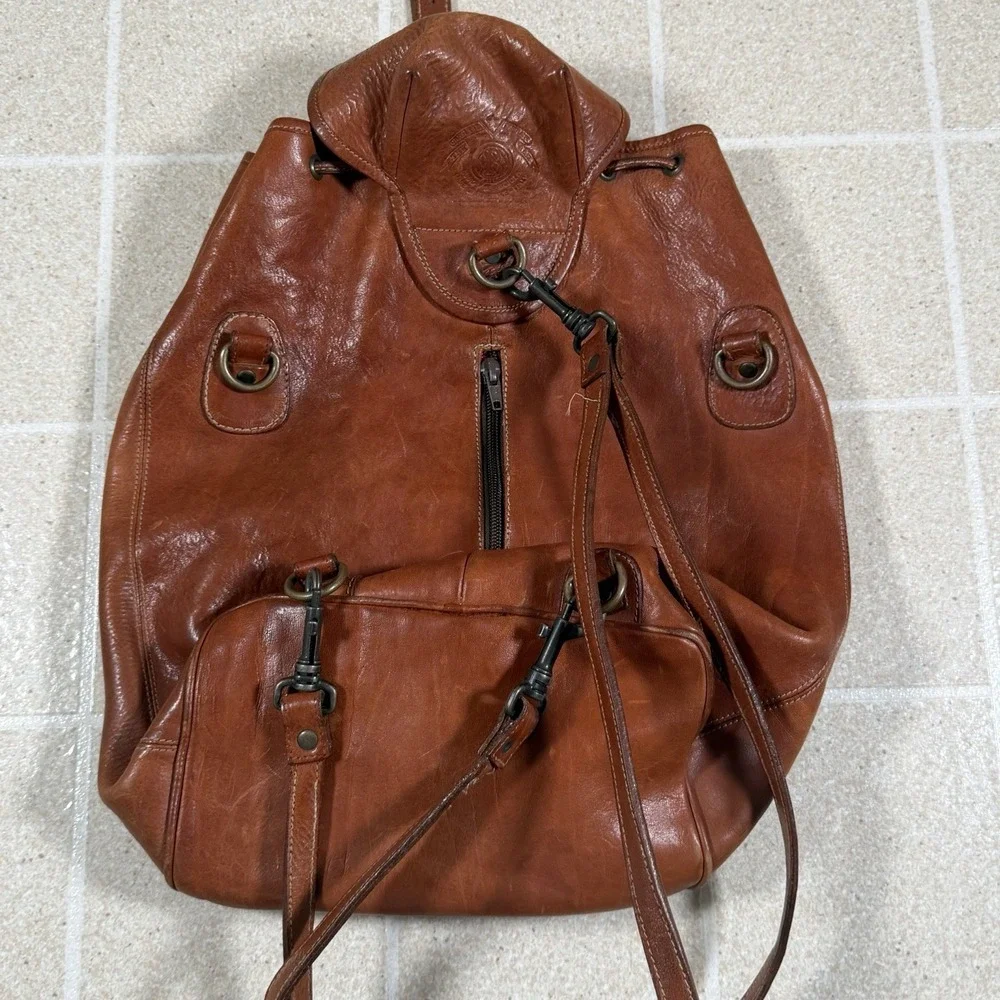 Vintage Bojola Firenze Leather Backpack Original Saddler Bag Made in Italy Brown